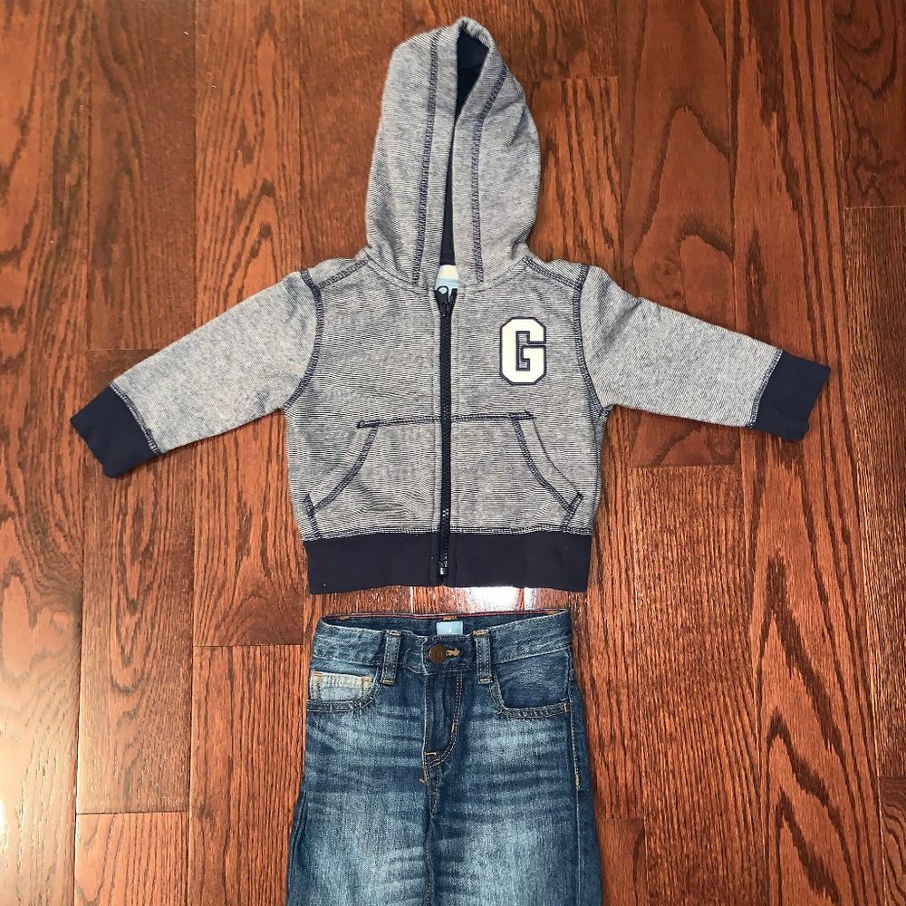Baby Gap Sweatshirt and jean shorts
